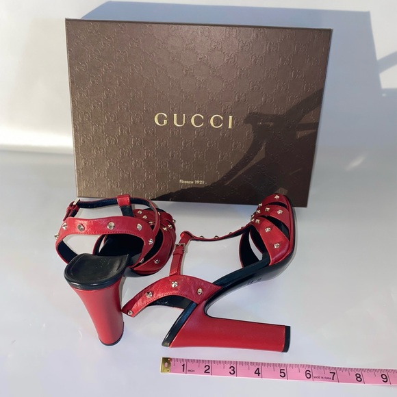 GUCCI Melville leather T-Strap Heel Sandals in box - Picture 14 of 14